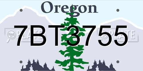 7BT3755 Oregon License Plate