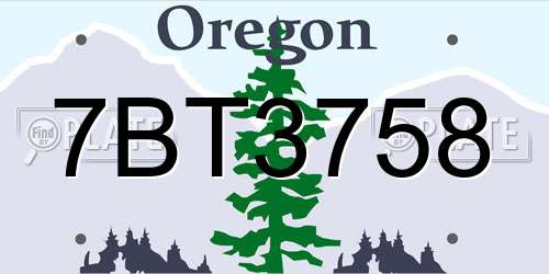7BT3758 Oregon License Plate