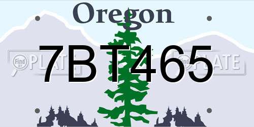 7BT465 Oregon License Plate