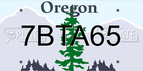 7BTA65 Oregon License Plate