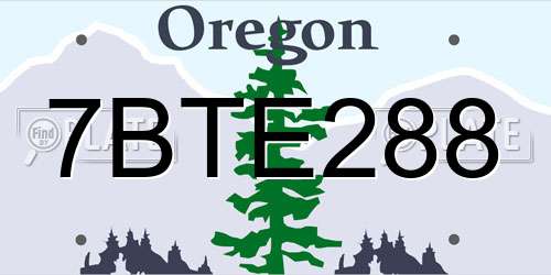 7BTE288 Oregon License Plate