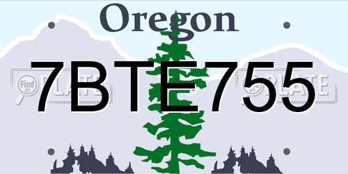7BTE755 Oregon License Plate