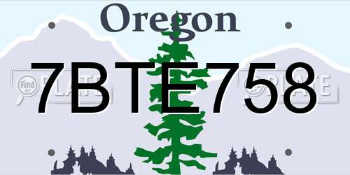 7BTE758 Oregon License Plate