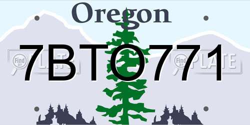 7BTO771 Oregon License Plate