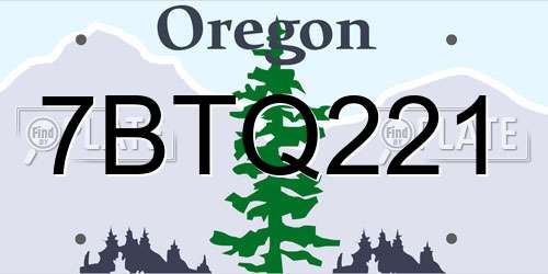 7BTQ221 Oregon License Plate
