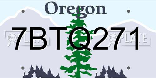 7BTQ271 Oregon License Plate