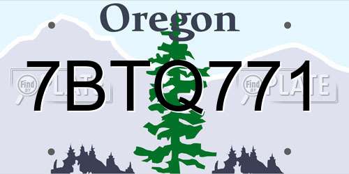 7BTQ771 Oregon License Plate