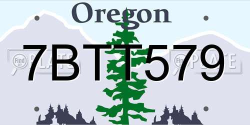 7BTT579 Oregon License Plate
