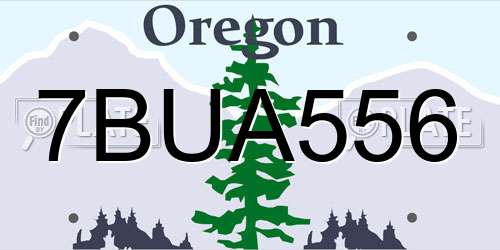 7BUA556 Oregon License Plate