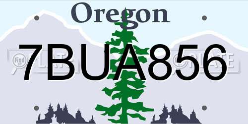 7BUA856 Oregon License Plate