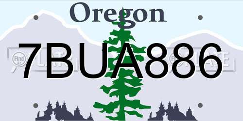 7BUA886 Oregon License Plate