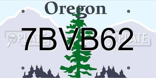 7BVB62 Oregon License Plate