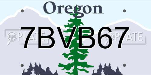 7BVB67 Oregon License Plate