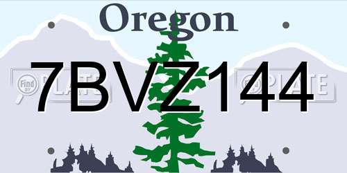 7BVZ144 Oregon License Plate