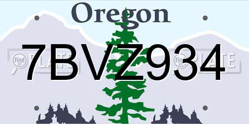 7BVZ934 Oregon License Plate