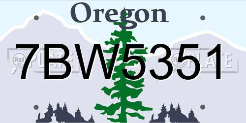 7BW5351 Oregon License Plate