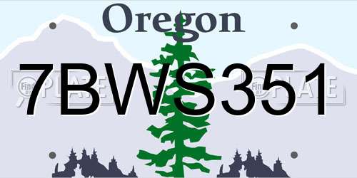 7BWS351 Oregon License Plate