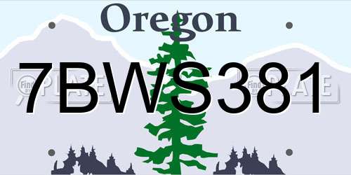 7BWS381 Oregon License Plate