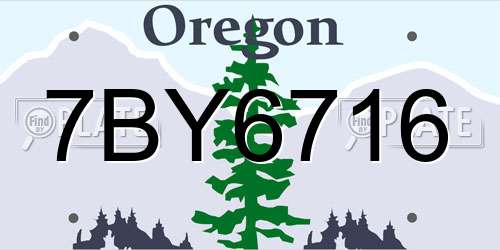 7BY6716 Oregon License Plate
