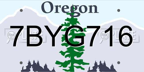 7BYG716 Oregon License Plate