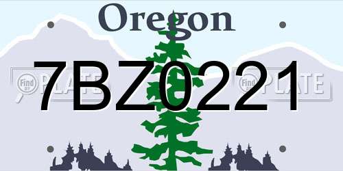 7BZ0221 Oregon License Plate