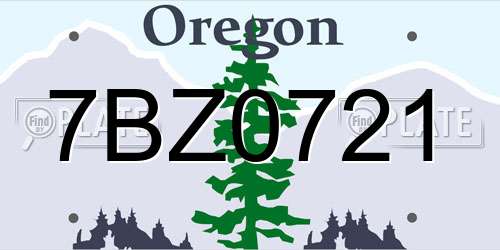 7BZ0721 Oregon License Plate