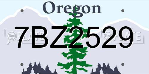 7BZ2529 Oregon License Plate