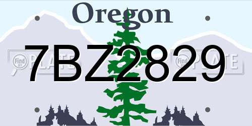 7BZ2829 Oregon License Plate