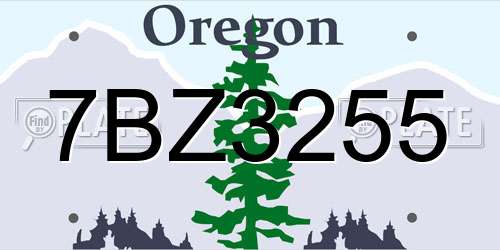 7BZ3255 Oregon License Plate