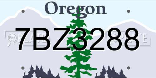 7BZ3288 Oregon License Plate