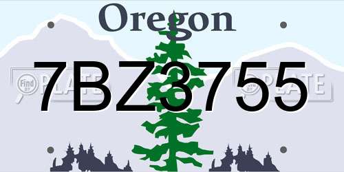 7BZ3755 Oregon License Plate