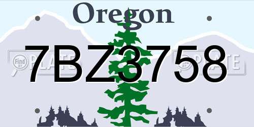 7BZ3758 Oregon License Plate