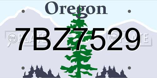 7BZ7529 Oregon License Plate