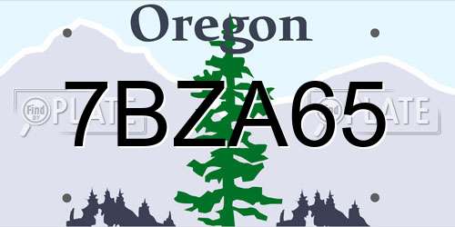 7BZA65 Oregon License Plate
