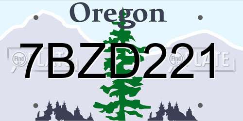 7BZD221 Oregon License Plate