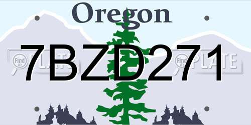 7BZD271 Oregon License Plate