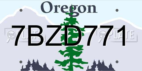 7BZD771 Oregon License Plate