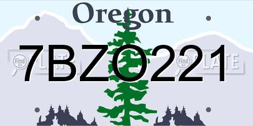 7BZO221 Oregon License Plate