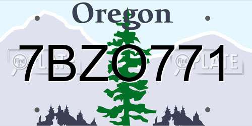 7BZO771 Oregon License Plate