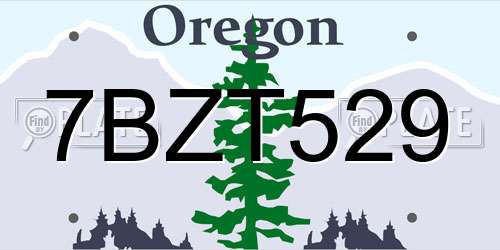 7BZT529 Oregon License Plate