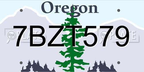 7BZT579 Oregon License Plate