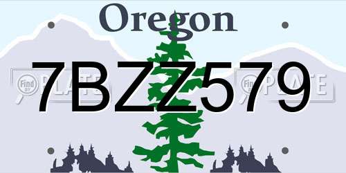 7BZZ579 Oregon License Plate