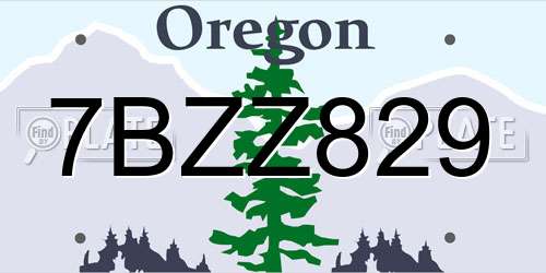7BZZ829 Oregon License Plate