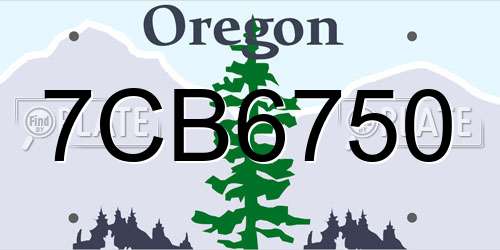 7CB6750 Oregon License Plate