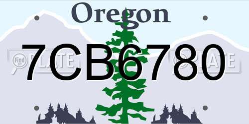 7CB6780 Oregon License Plate