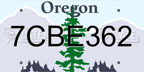7CBE362 Oregon License Plate