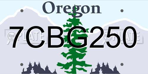 7CBG250 Oregon License Plate