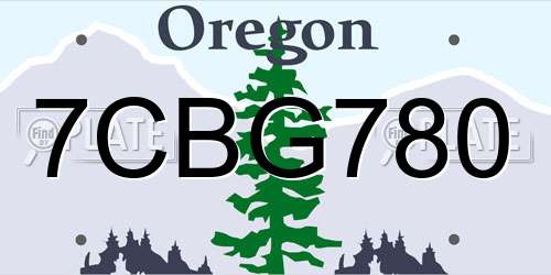 7CBG780 Oregon License Plate