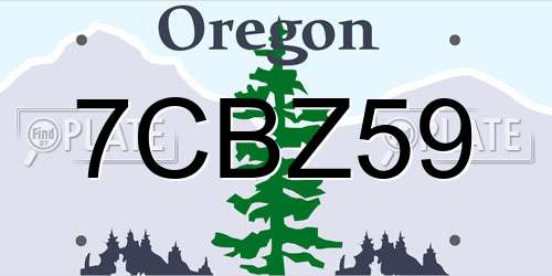 7CBZ59 Oregon License Plate