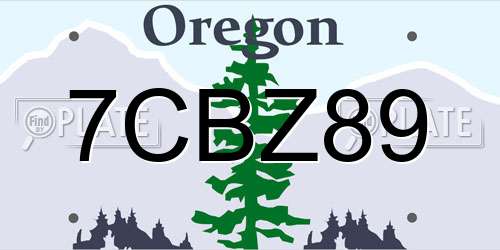 7CBZ89 Oregon License Plate